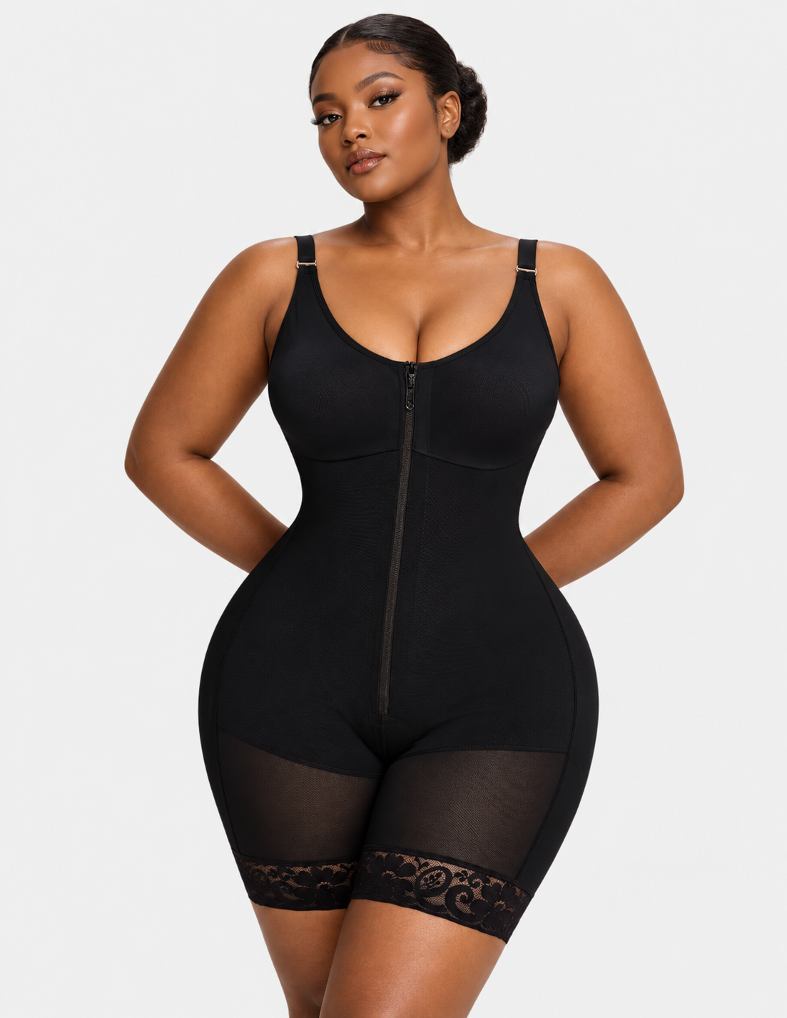 Faja Bodysuit — Black, front